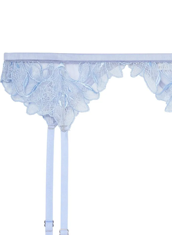 Garters and Belts Lingerie Fleur Du Mal Lily Embroidery Garter Belt Pastel Sky