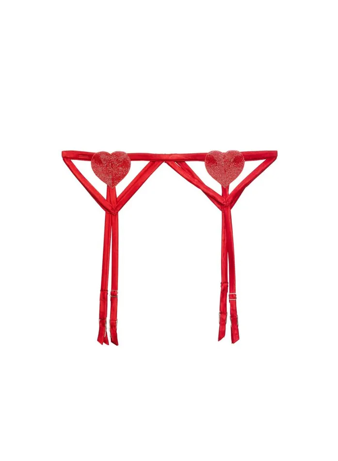 Garters and Belts Lingerie Fleur Du Mal Queen Of Hearts Garter Belt Rouge