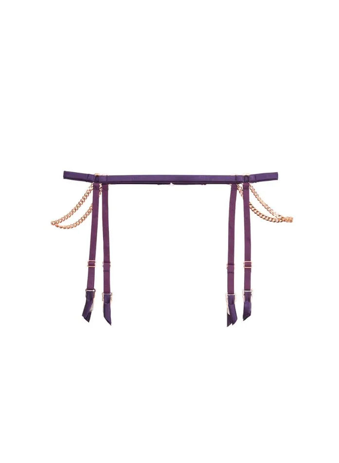 Garters and Belts PleasureLingerie Fleur Du Mal Chain Luxe Garter Belt Acai