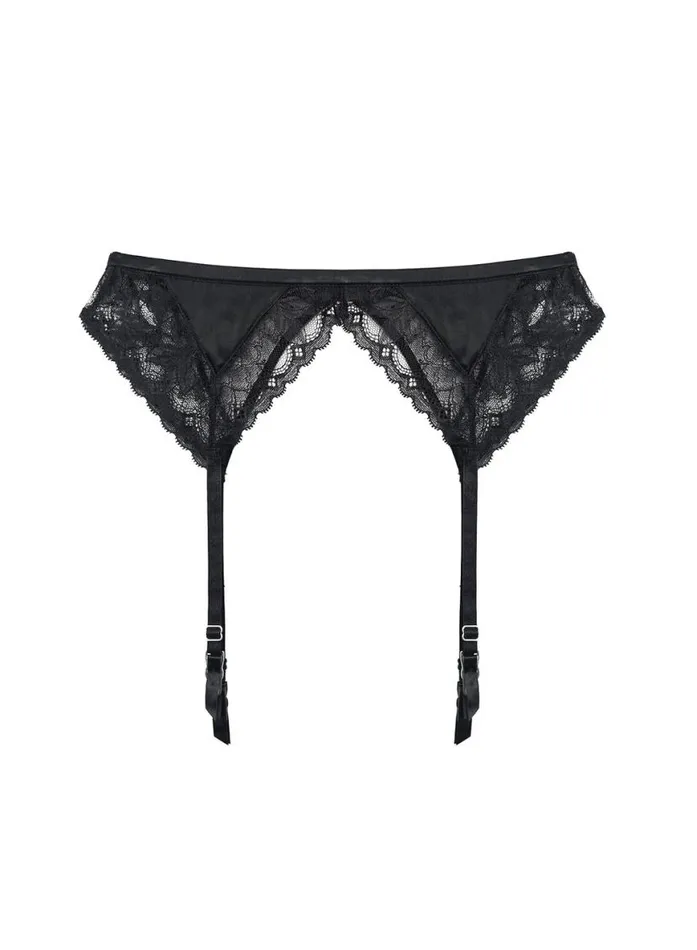 Garters and Belts PleasureLingerie Fleur Du Mal Gardenia Lace Garter Belt Black