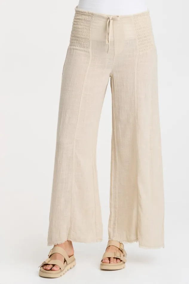 Gauze Kaj Wide Leg Cremini Clothing XCVI Pants
