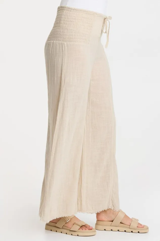 Gauze Kaj Wide Leg Cremini Clothing XCVI Pants