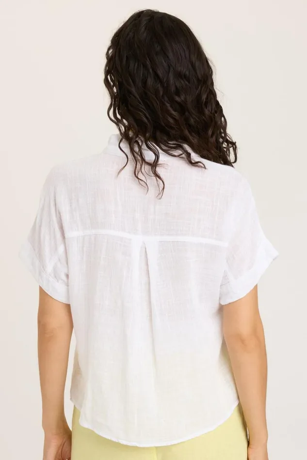 Gauze Teagan Tie Top White Clothing XCVI ShirtsBlouses