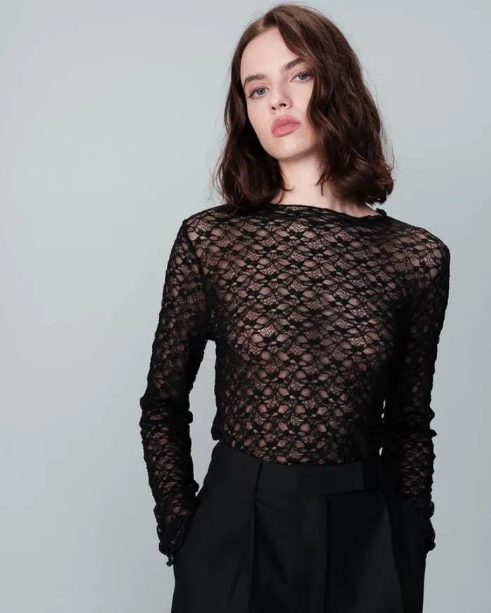 Grace and Mila Dressy Tops TEESHIRT NOIR NICOLE 8211 Shop