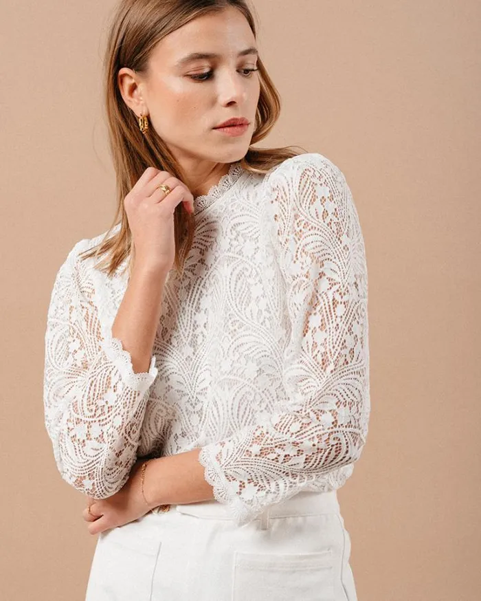Grace and Mila Dressy Tops WOVEN TOP ECRU MAGNOLIA 8211 Shop