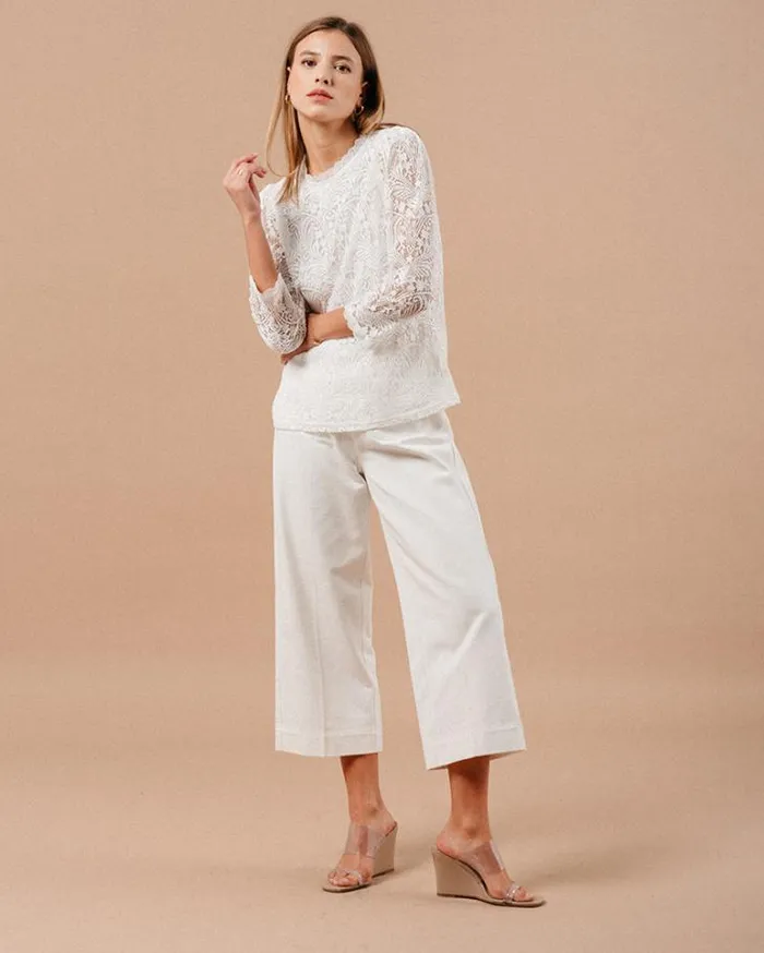Grace and Mila Dressy Tops WOVEN TOP ECRU MAGNOLIA 8211 Shop