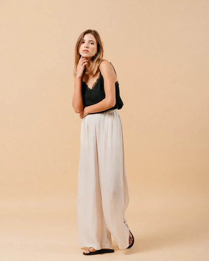 Grace and Mila Flowing Trousers TROUSERS BEIGE MATCHA 8211 Shop