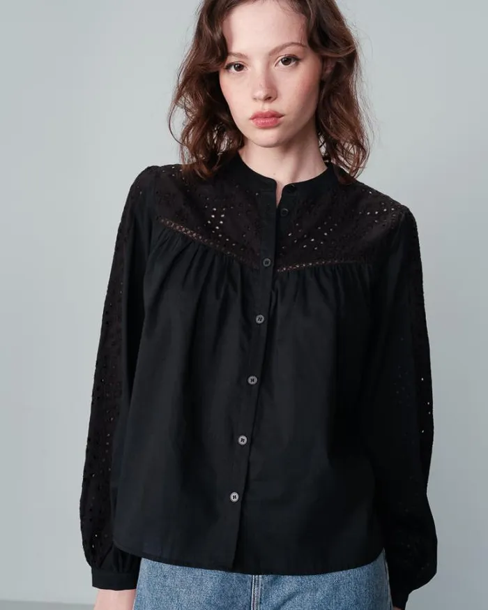 Grace and Mila Lace Shirts SHIRT NOIR NOLISA 8211 Shop