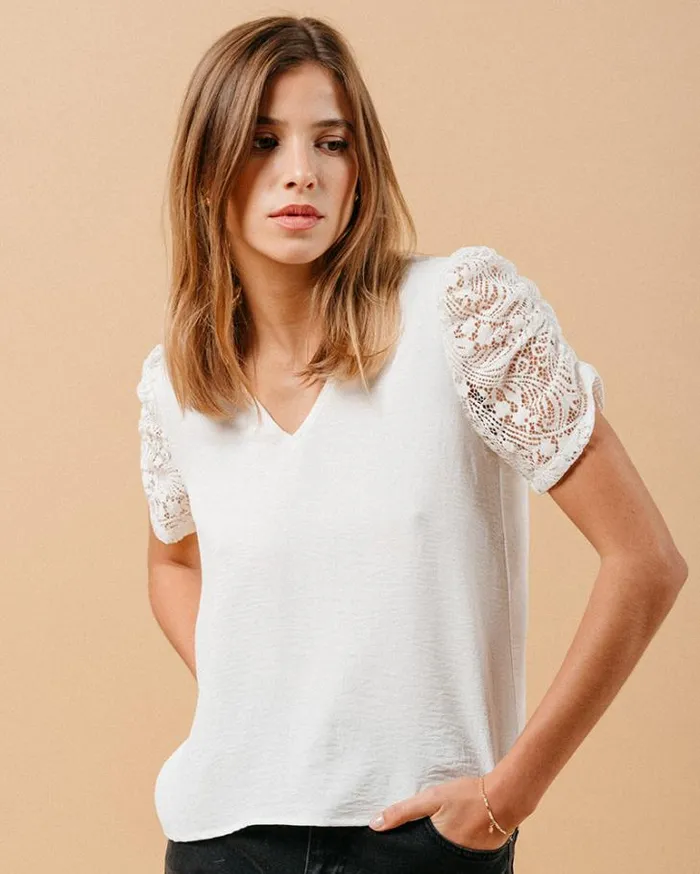 Grace and Mila Lace Tops WOVEN TOP ECRU MAI 8211 Shop