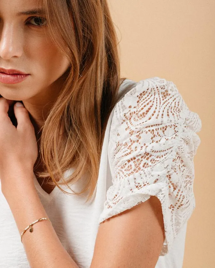Grace and Mila Lace Tops WOVEN TOP ECRU MAI 8211 Shop