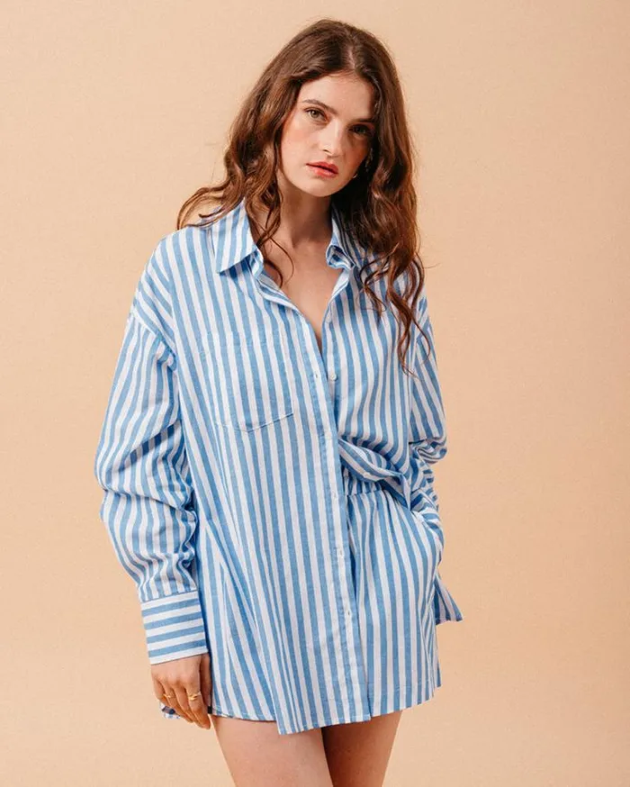 Grace and Mila Longsleeves Shirts SHIRT BLEU MONTREUIL 8211 Shop