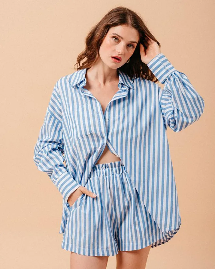 Grace and Mila Longsleeves Shirts SHIRT BLEU MONTREUIL 8211 Shop