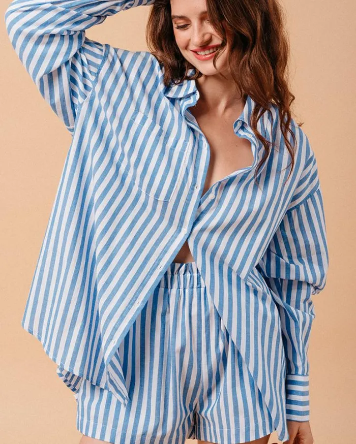 Grace and Mila Longsleeves Shirts SHIRT BLEU MONTREUIL 8211 Shop