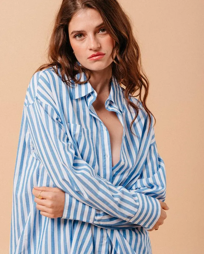 Grace and Mila Longsleeves Shirts SHIRT BLEU MONTREUIL 8211 Shop