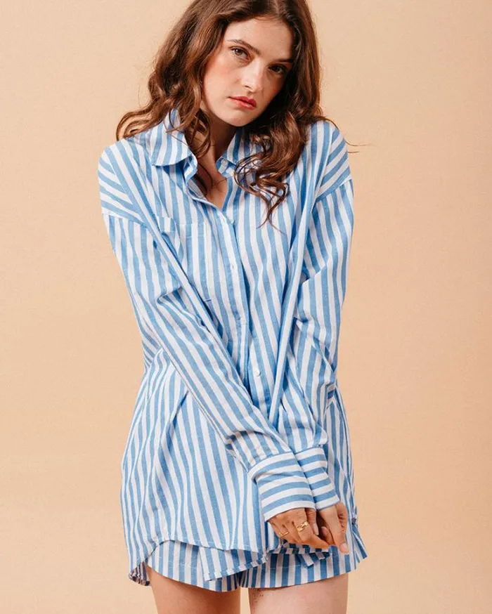 Grace and Mila Longsleeves Shirts SHIRT BLEU MONTREUIL 8211 Shop
