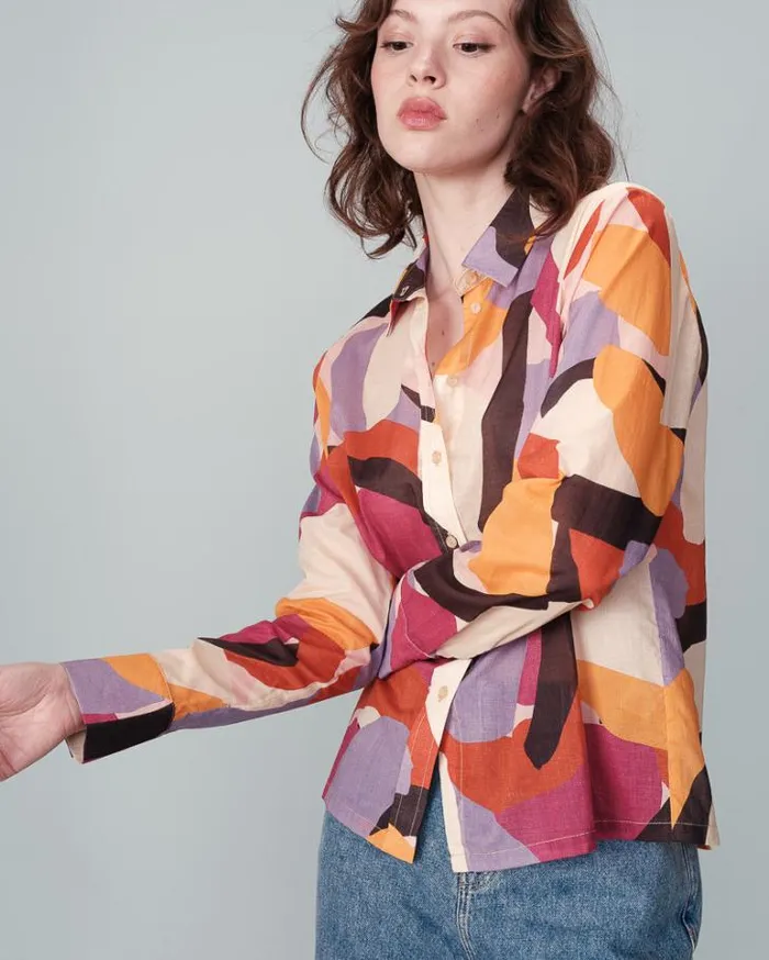 Grace and Mila Longsleeves Shirts SHIRT MULTICO NUAGE 8211 Shop
