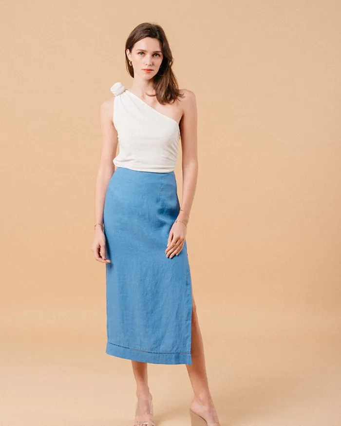 Grace and Mila Midi Skirts SKIRT BLEU MERITE 8211 Shop