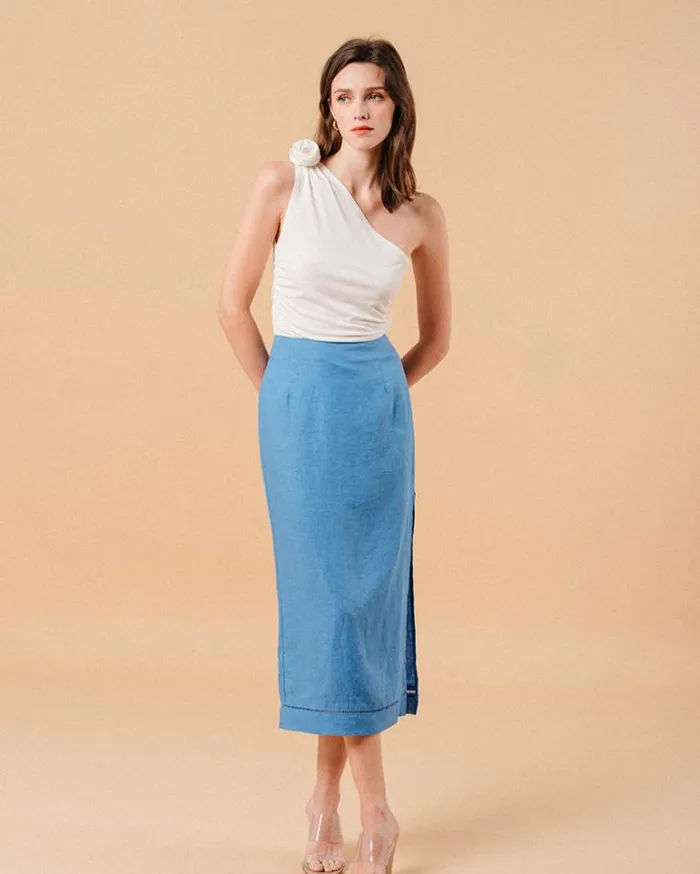 Grace and Mila Midi Skirts SKIRT BLEU MERITE 8211 Shop