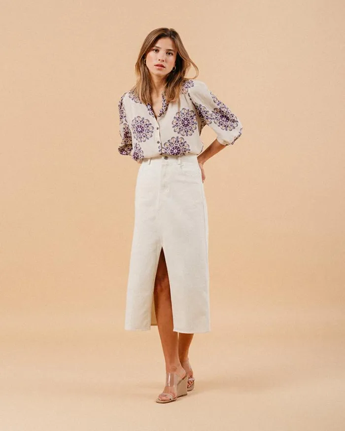 Grace and Mila Midi Skirts SKIRT ECRU MAUREEN 8211 Shop