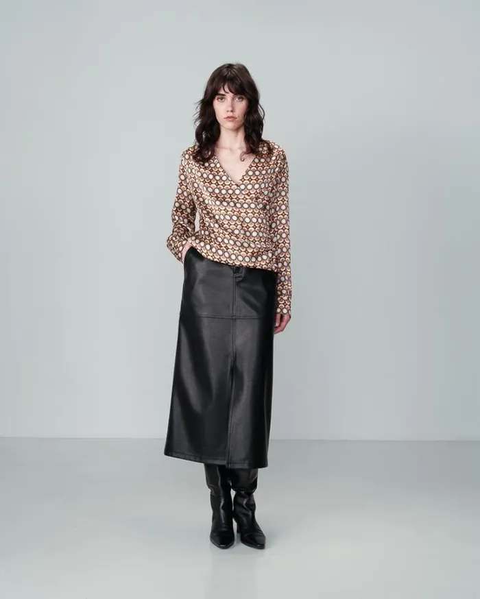 Grace and Mila Patterned Blouses SHIRT CAMEL NOBLE 8211 Shop