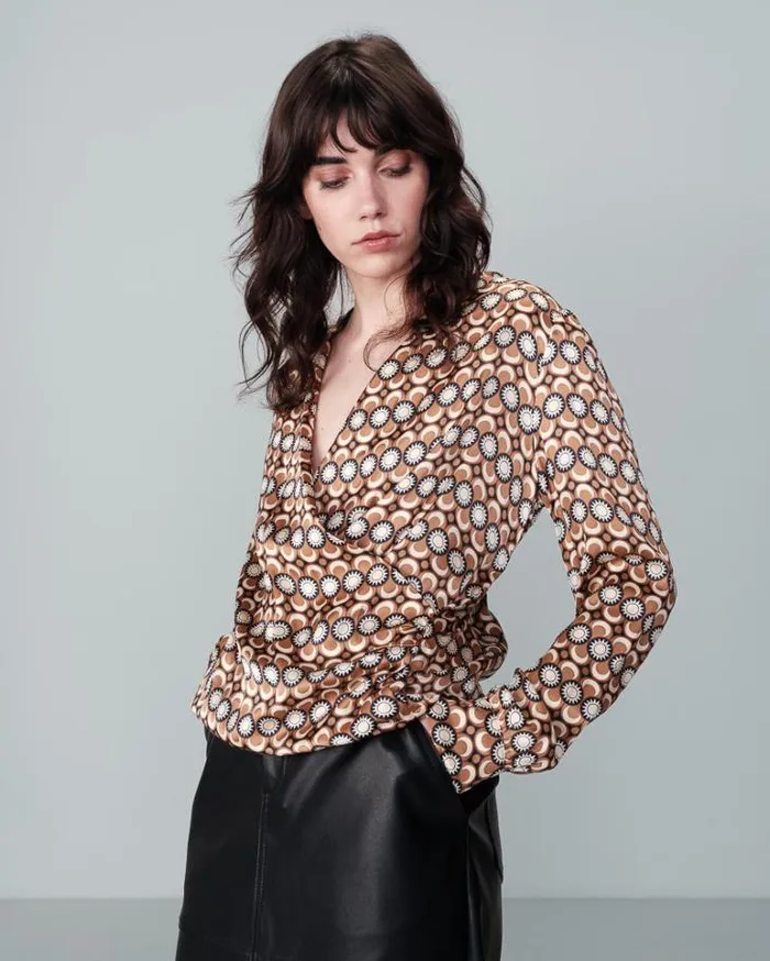 Grace and Mila Patterned Blouses SHIRT CAMEL NOBLE 8211 Shop