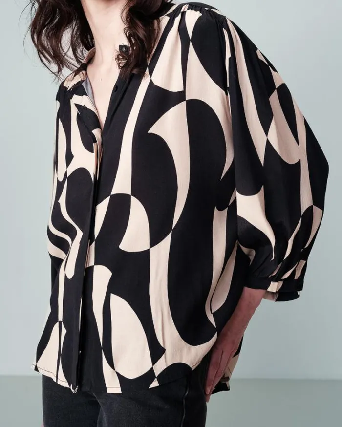 Grace and Mila Patterned Blouses SHIRT NOIR NYMPHEA 8211 Shop