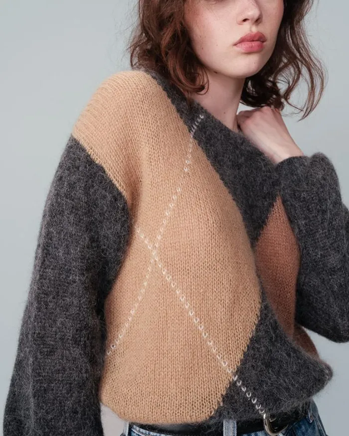 Grace and Mila Patterned Sweaters SWEATER ANTHRACITE NANSE 8211 Shop