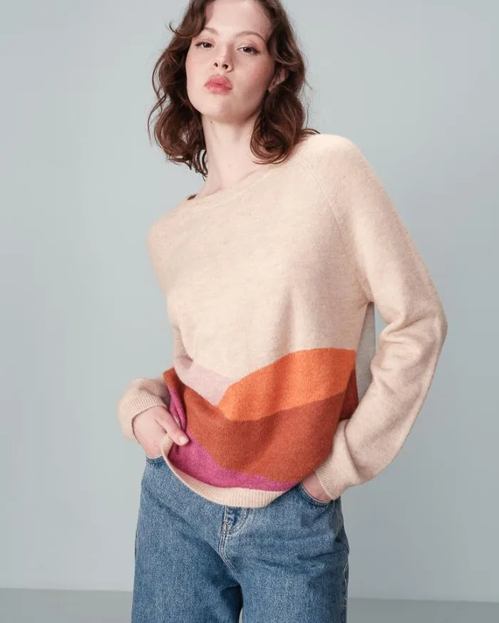 Grace and Mila Patterned Sweaters SWEATER BEIGE NADY 8211 Shop