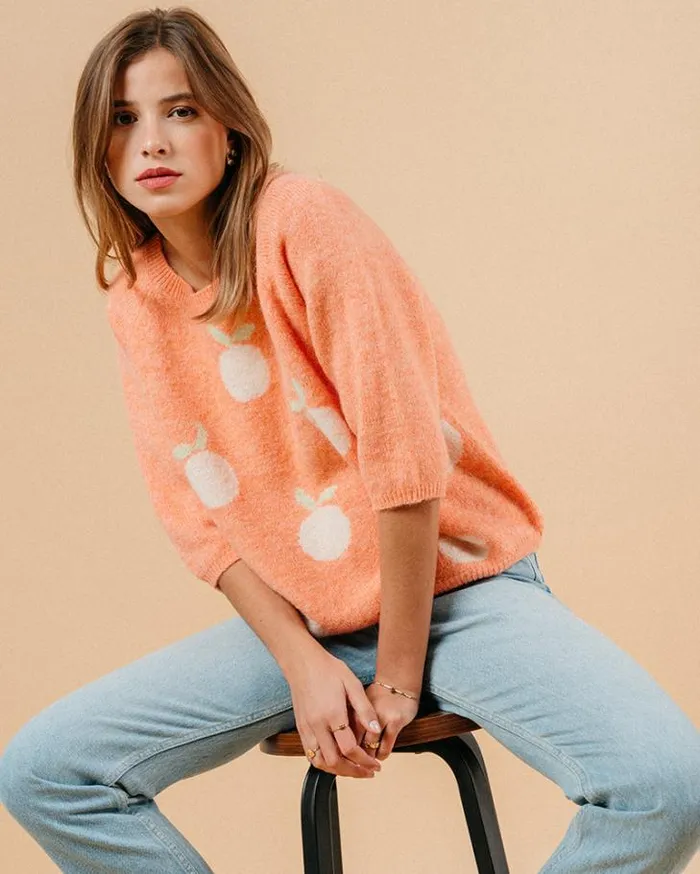 Grace and Mila Patterned Sweaters SWEATER ORANGE MACY 8211 Shop