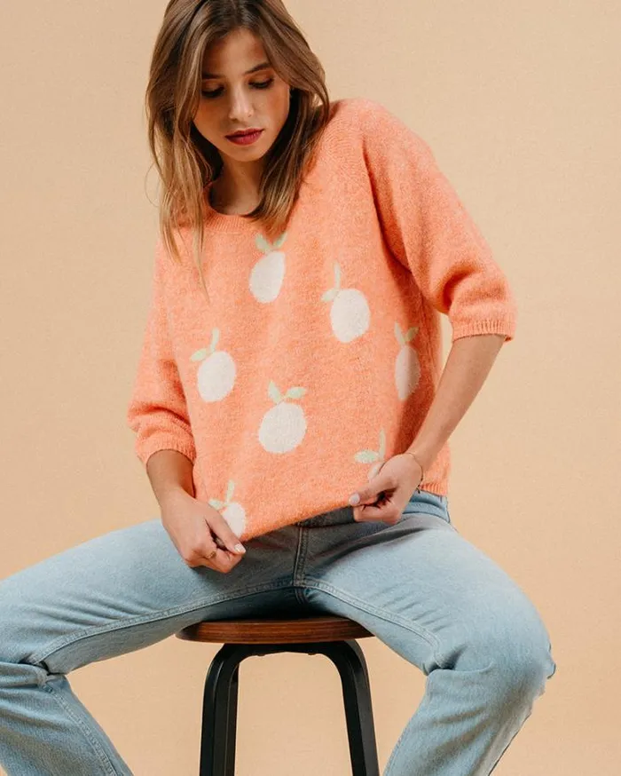 Grace and Mila Patterned Sweaters SWEATER ORANGE MACY 8211 Shop