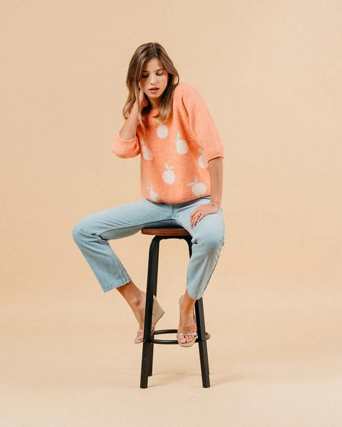 Grace and Mila Patterned Sweaters SWEATER ORANGE MACY 8211 Shop