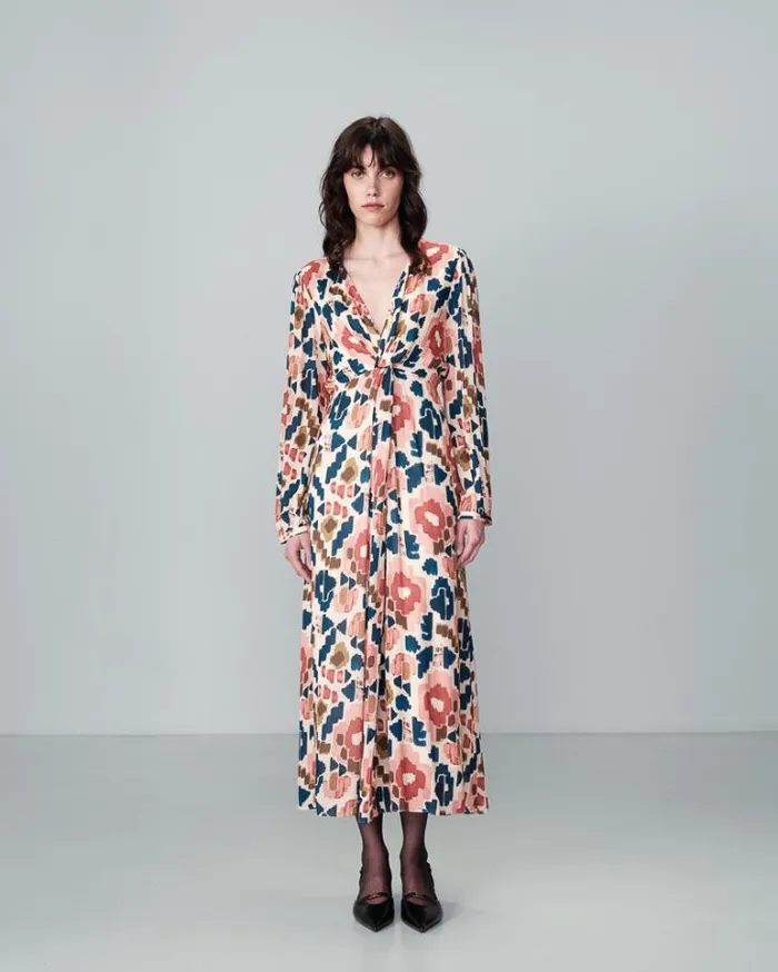 Grace and Mila Printed Dresses DRESS BEIGE NOUR 8211 Shop