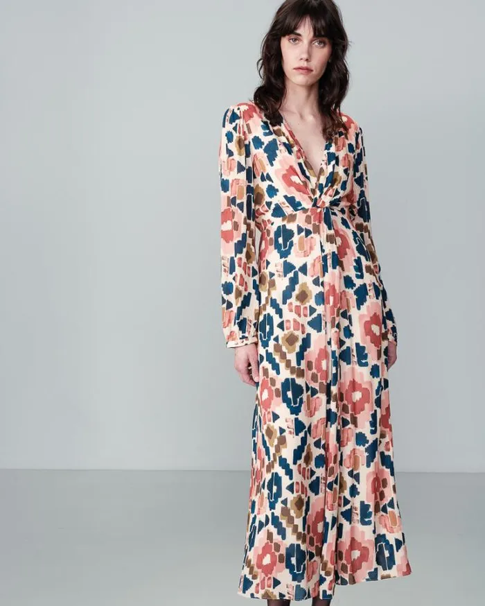 Grace and Mila Printed Dresses DRESS BEIGE NOUR 8211 Shop