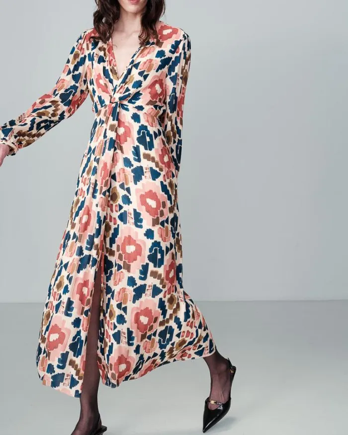Grace and Mila Printed Dresses DRESS BEIGE NOUR 8211 Shop