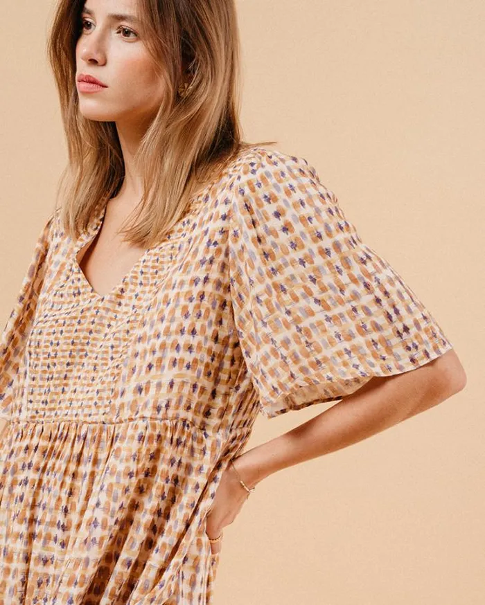 Grace and Mila Printed Dresses DRESS OCRE MARSALA 8211 Shop