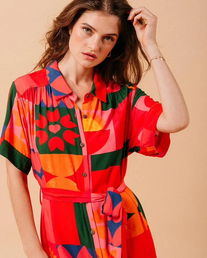 Grace and Mila Printed Dresses DRESS ROUGE MIEL 8211 Shop