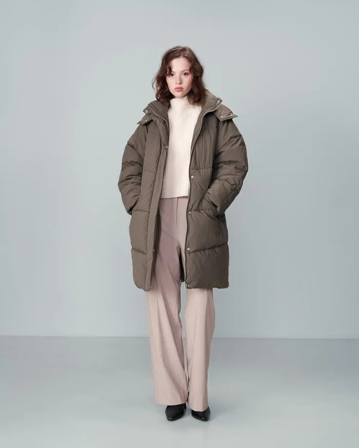 Grace and Mila Puffer Jackets PUFFER JACKET KAKI NORTH 8211 Shop