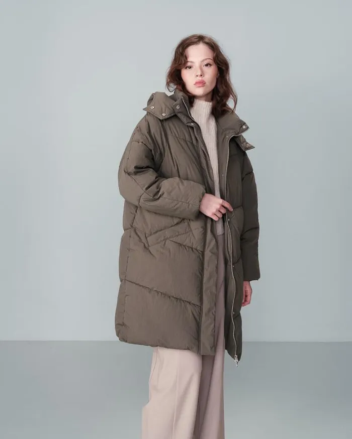 Grace and Mila Puffer Jackets PUFFER JACKET KAKI NORTH 8211 Shop