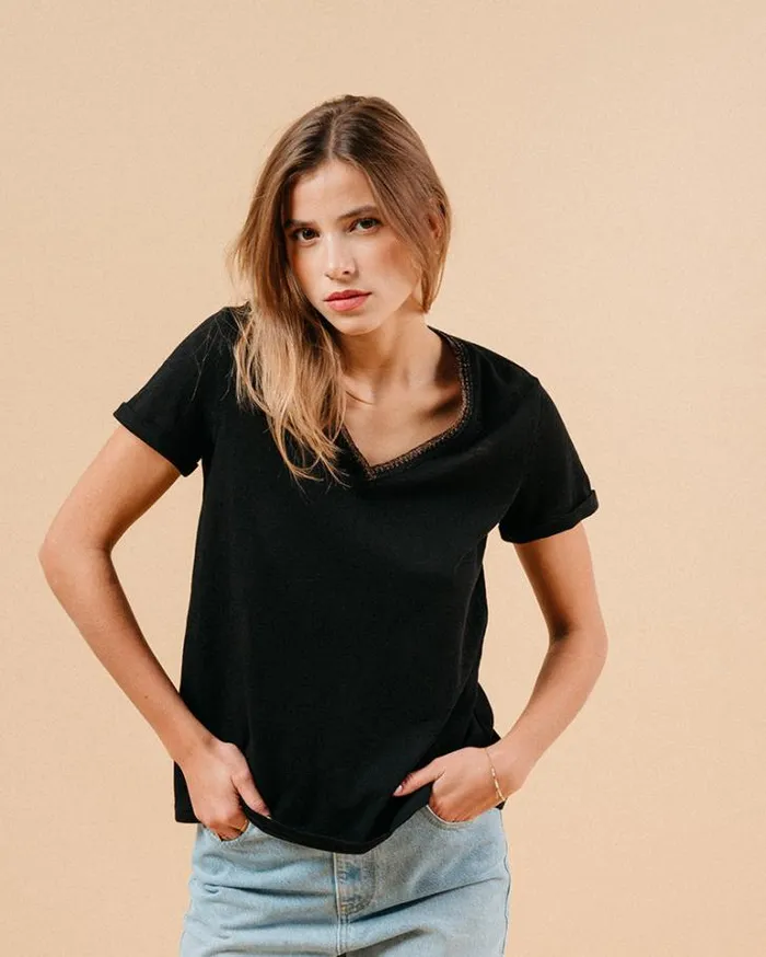 Grace and Mila ShortSleeves Tshirts TSHIRT NOIR MANUEL 8211 Shop