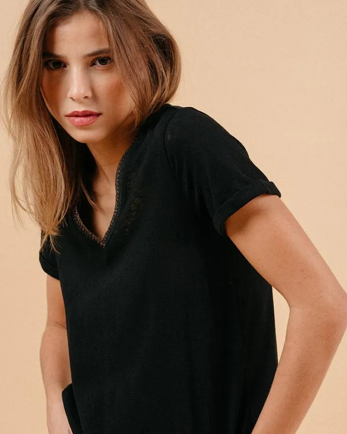 Grace and Mila ShortSleeves Tshirts TSHIRT NOIR MANUEL 8211 Shop