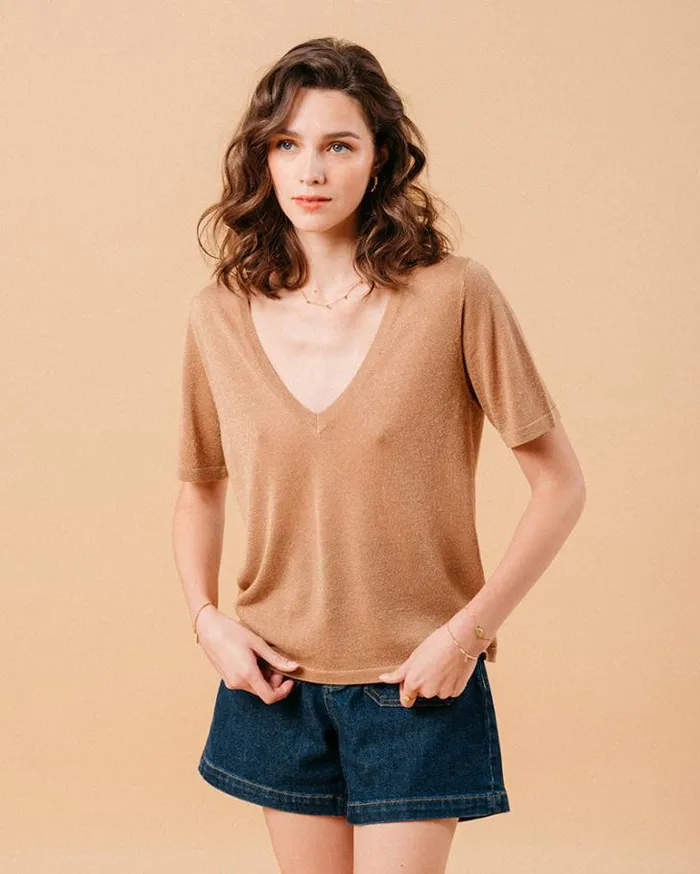 Grace and Mila ShortSleeves Tshirts TEESHIRT CAMEL MISS 8211 Shop