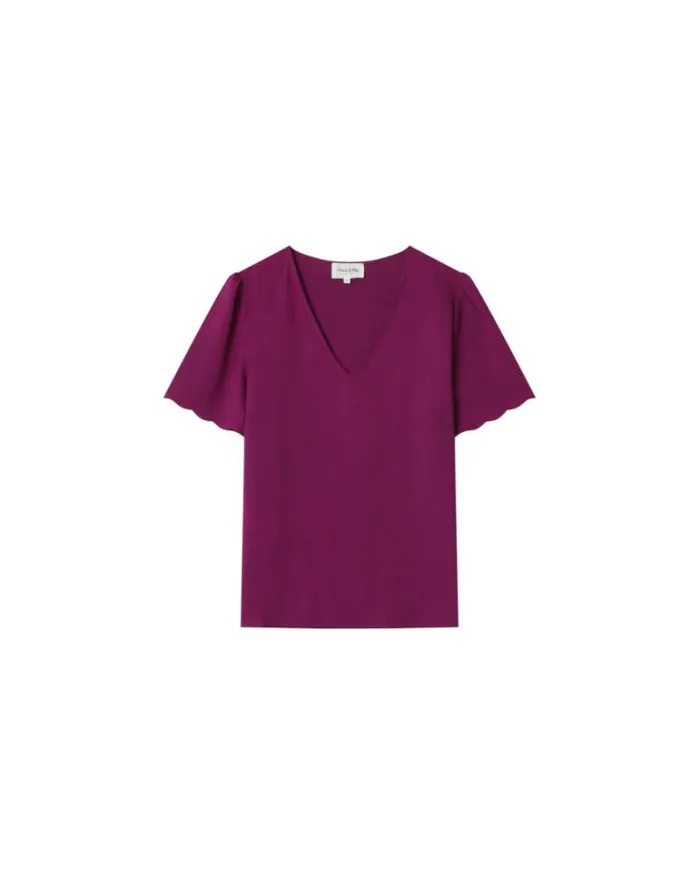 Grace and Mila ShortSleeves Tshirts WOVEN TOP AUBERGINE MAGIQUE 8211 Shop