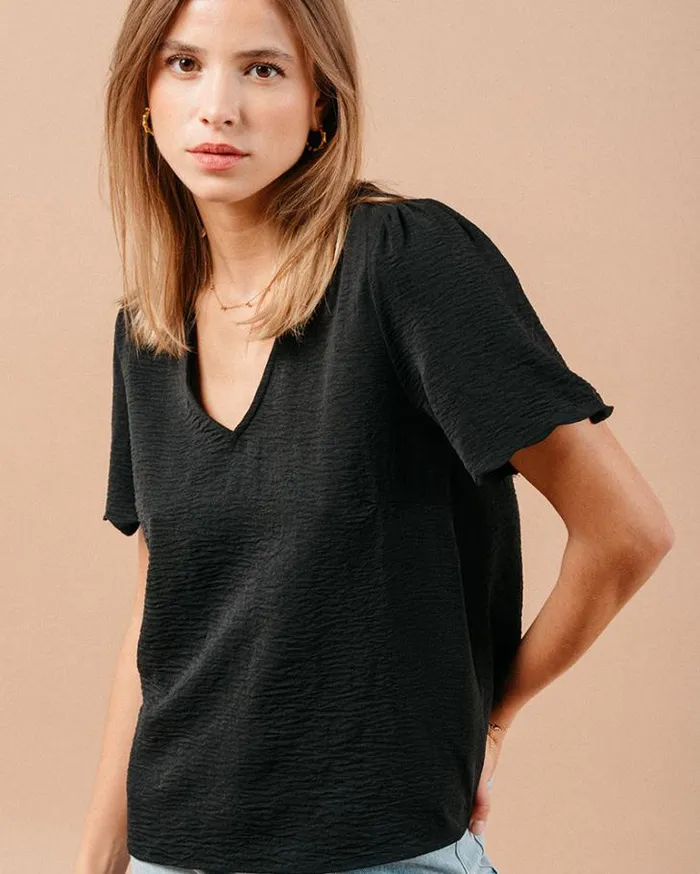 Grace and Mila ShortSleeves Tshirts WOVEN TOP NOIR MAGIQUE 8211 Shop