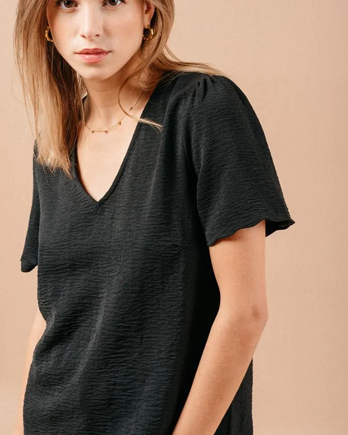 Grace and Mila ShortSleeves Tshirts WOVEN TOP NOIR MAGIQUE 8211 Shop