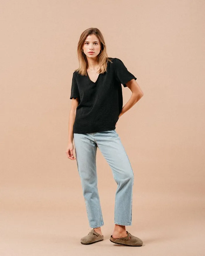 Grace and Mila ShortSleeves Tshirts WOVEN TOP NOIR MAGIQUE 8211 Shop