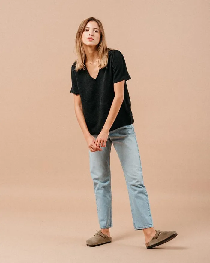 Grace and Mila ShortSleeves Tshirts WOVEN TOP NOIR MAGIQUE 8211 Shop