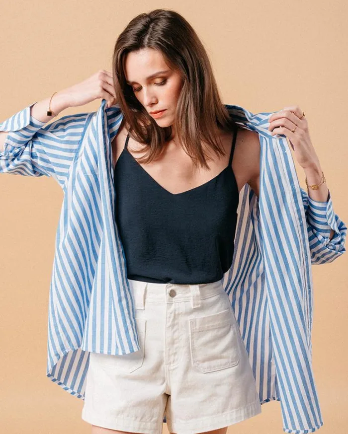 Grace and Mila Tank Tops WOVEN TOP MARINE MISSY 8211 Shop