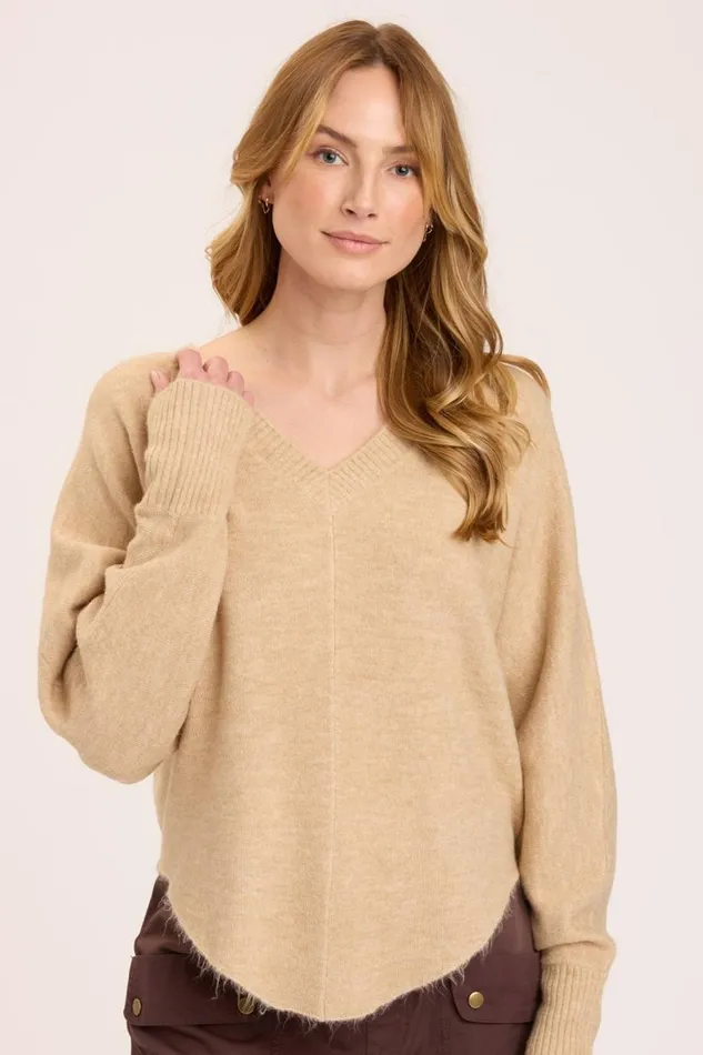 Gretchen VNeck Pale Camel Clothing XCVI Sweaters