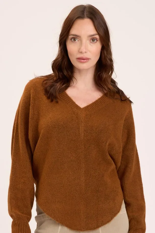 Gretchen VNeck Tawny Copper Clothing XCVI Sweaters