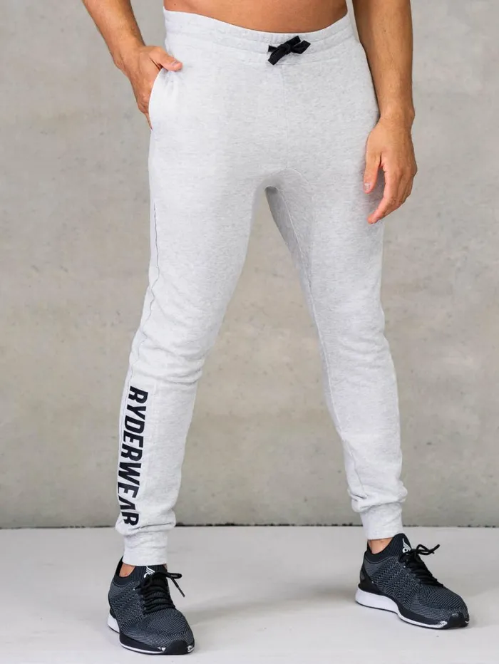 Gym Pants Mens Ryderwear Force Track Pant Chalk Grey Marl